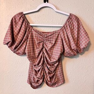 Floral Ruched Off-Shoulder Blouse